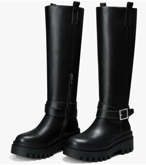 Cellenz Women’s Knee High Boots: 2.6 Inch Platform Round Toe Boot Black Size 7